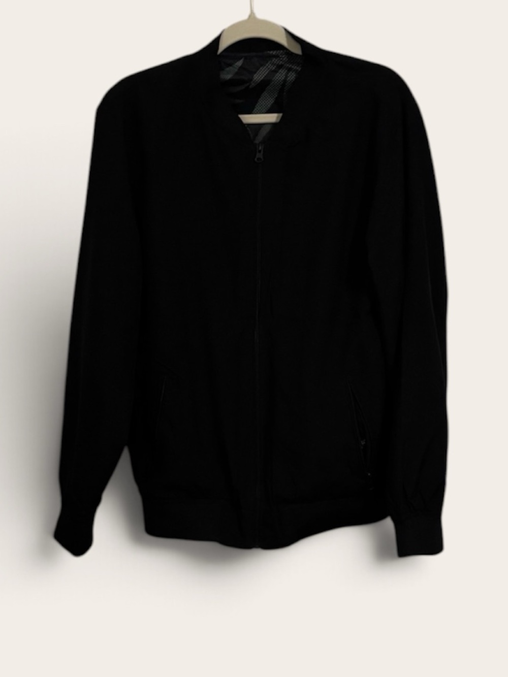 No Brand Men's Black Bomber Jacket with Zip Front